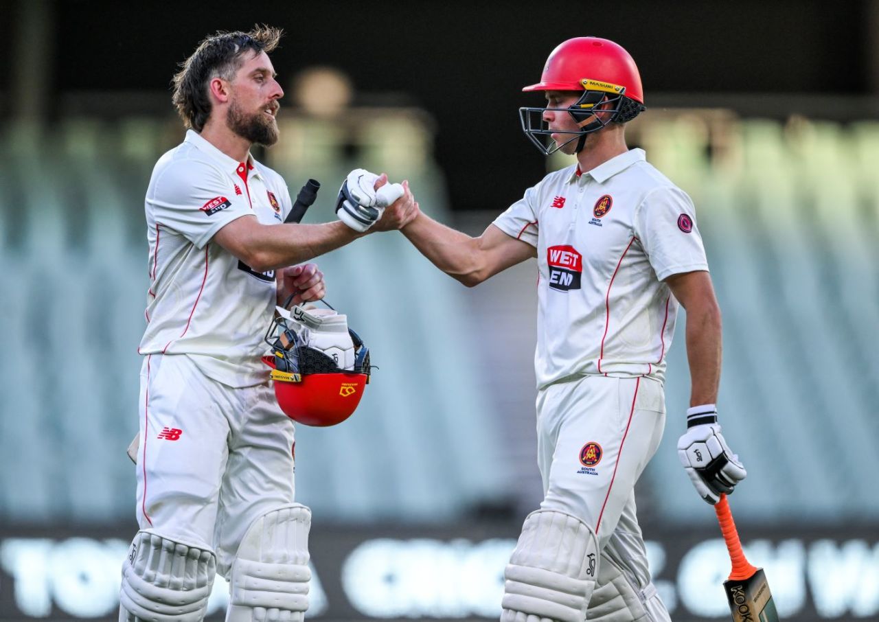 Jake Lehmann and Henry Hunt made twin centuries, South Australia vs Victoria, Sheffield Shield, day 1, Adelaide Oval, October 4, 2025
