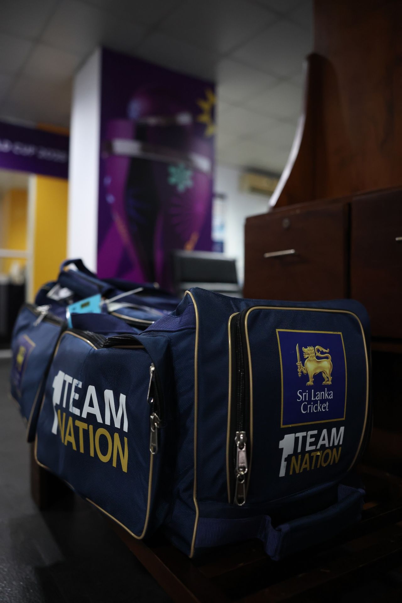 A Sri Lanka kitbag sits in the dressing room, Australia vs Sri Lanka, Women's World Cup 2025, Colombo, October 4, 2025