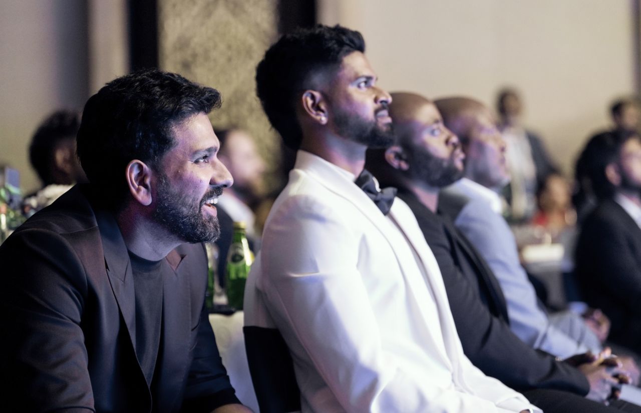 Rohit Sharma and Shreyas Iyer at the CEAT awards, Mumbai, October 7, 2025