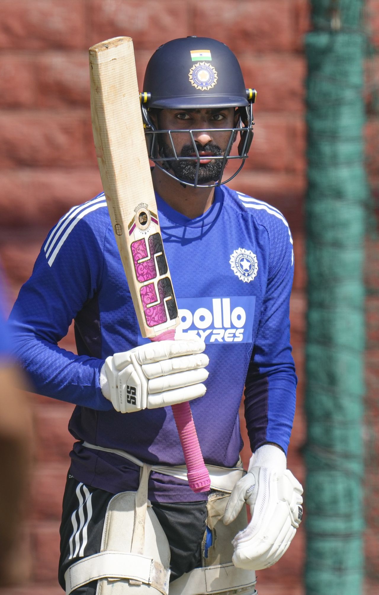 N Jagadeesan prepares to bat at the nets, Delhi, October 9, 2025
