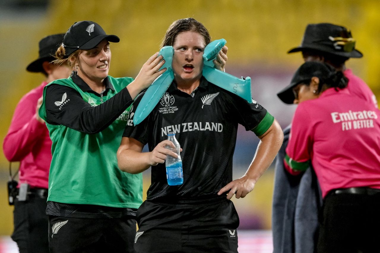 Brooke Halliday cools down, Bangladesh vs New Zealand, Women's ODI World Cup, Guwahati, October 10, 2025