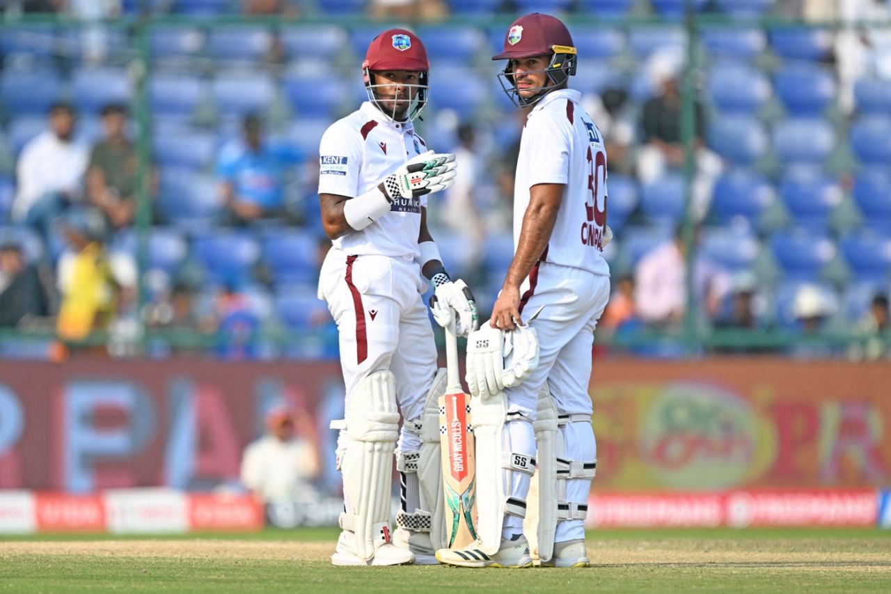 Alick Athanaze and Tagenarine Chanderpaul countered India's spinners well, India vs West Indies, 2nd Test, Delhi, 2nd day, October 11, 2025