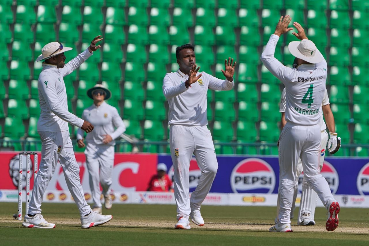 Senuran Muthusamy got his maiden Test five-for, Pakistan vs South Africa, 1st Test, Day 2, Lahore, October 13, 2025