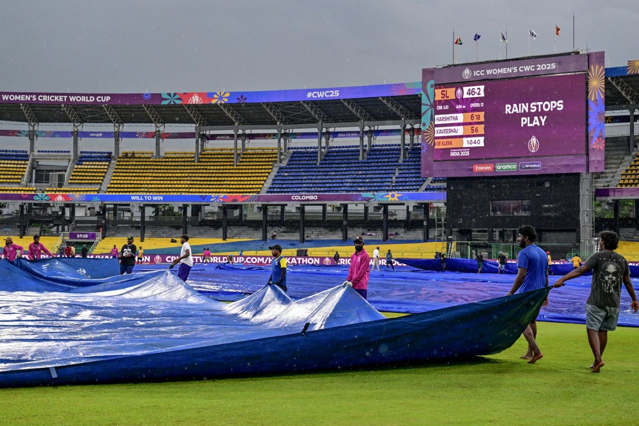 Rain intervened after 12 overs of play, Sri Lanka vs South Africa, Women's ODI World Cup, Colombo, October 17, 2025