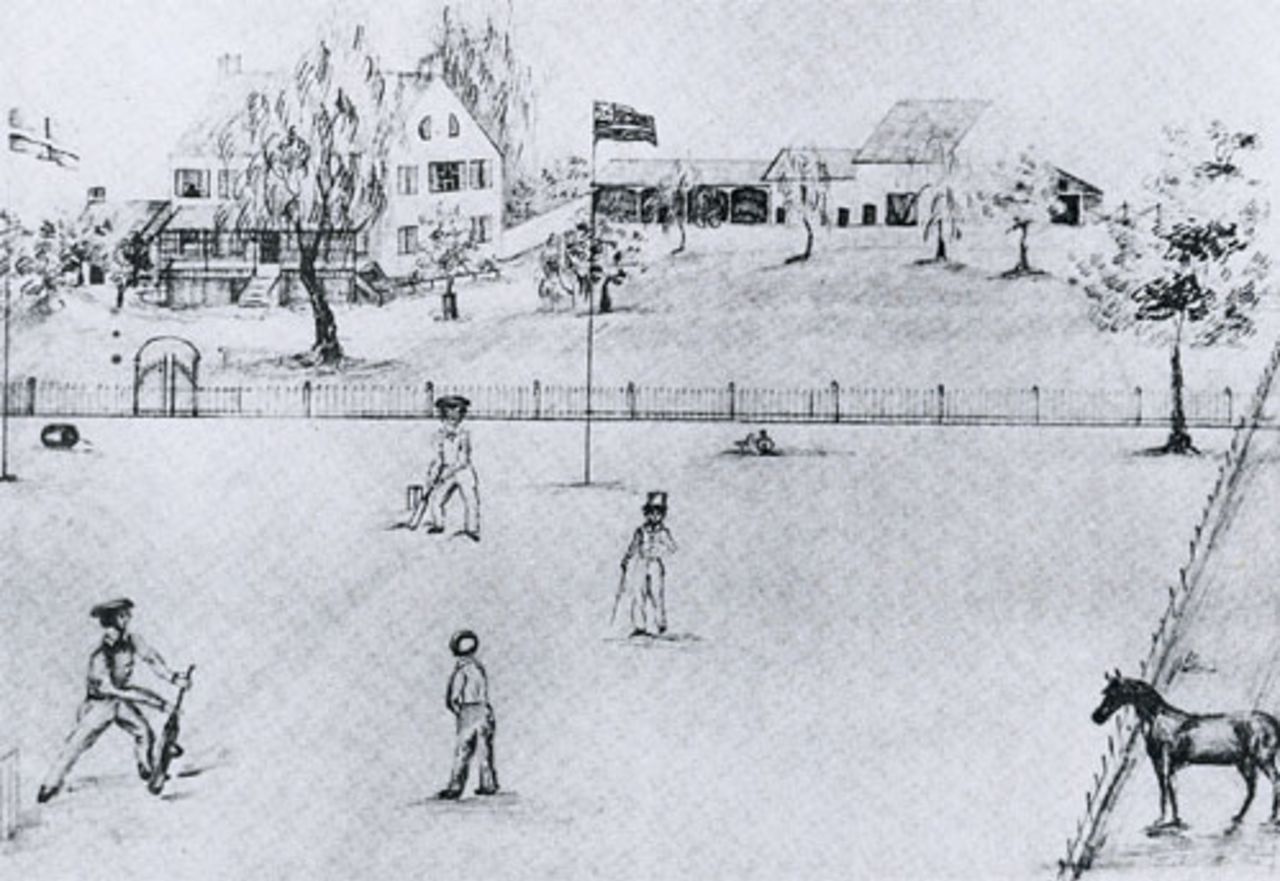 A drawing of the USA v Canada match in September 1844. The original is now housed in the New York Museum.