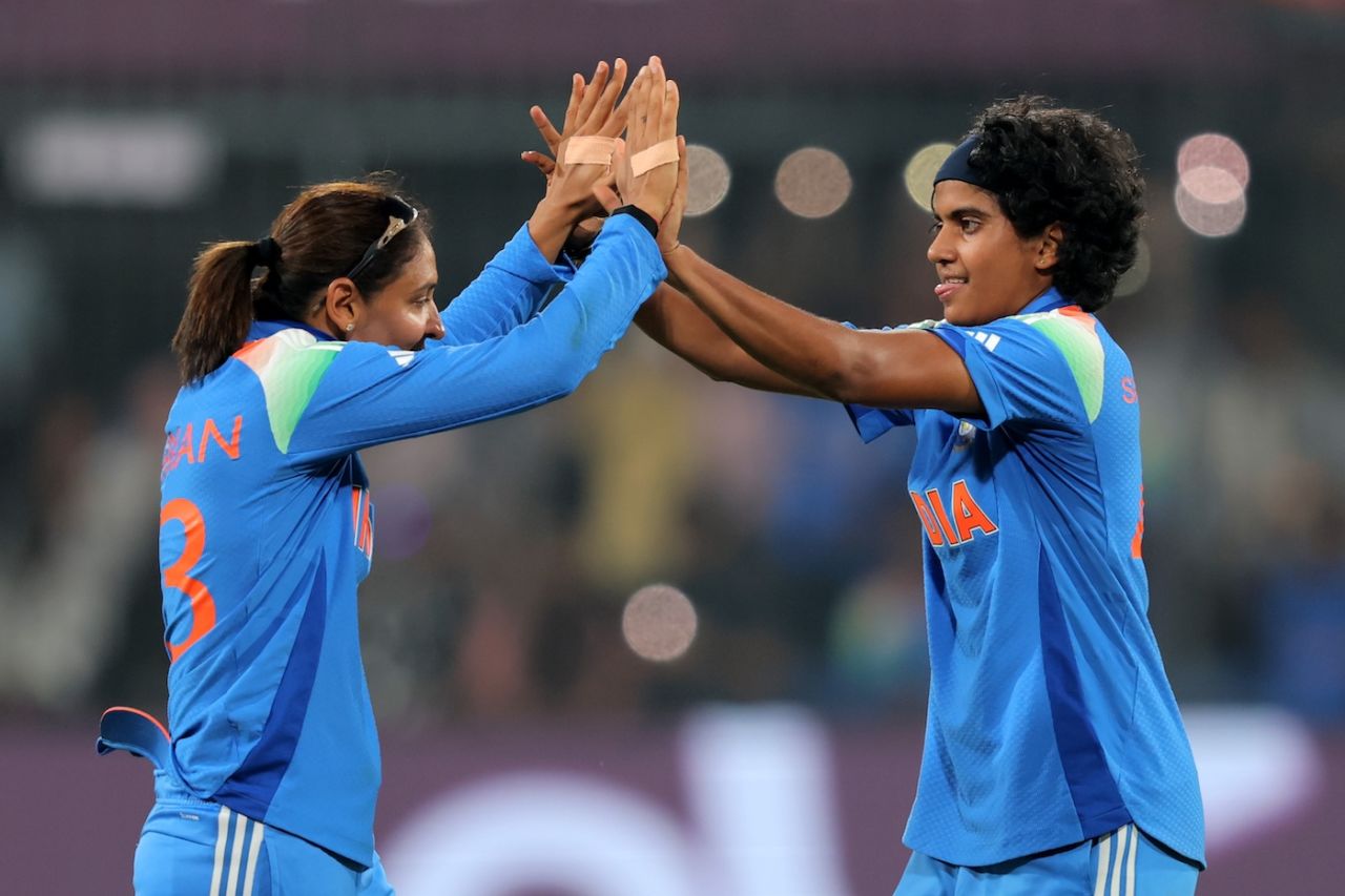 Harmanpreet Kaur and Shree Charani combined to send back Nat Sciver-Brunt, India vs England, Women's ODI World Cup, Indore, October 19, 2025