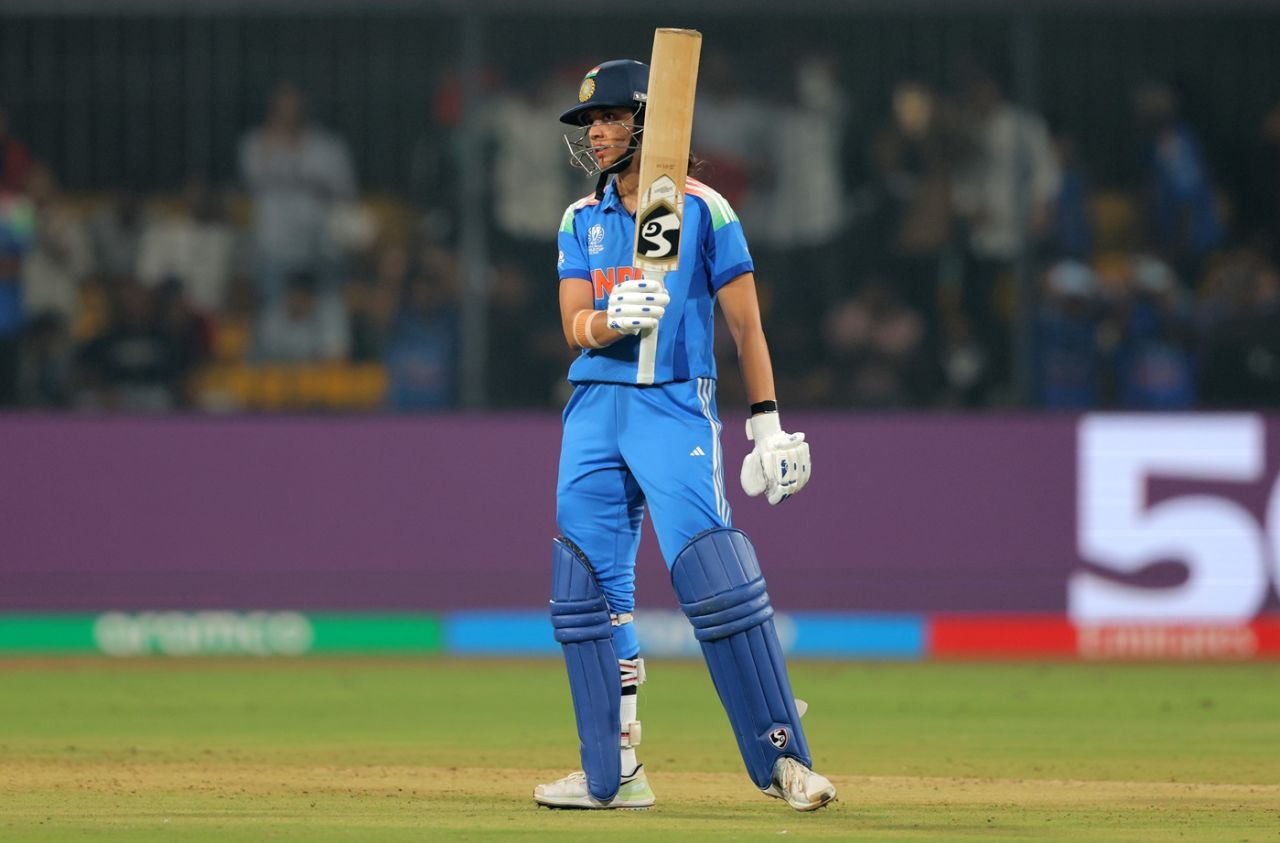 Smriti Mandhana raised her second fifty in as many games, India vs England, Women's ODI World Cup, Indore, October 19, 2025
