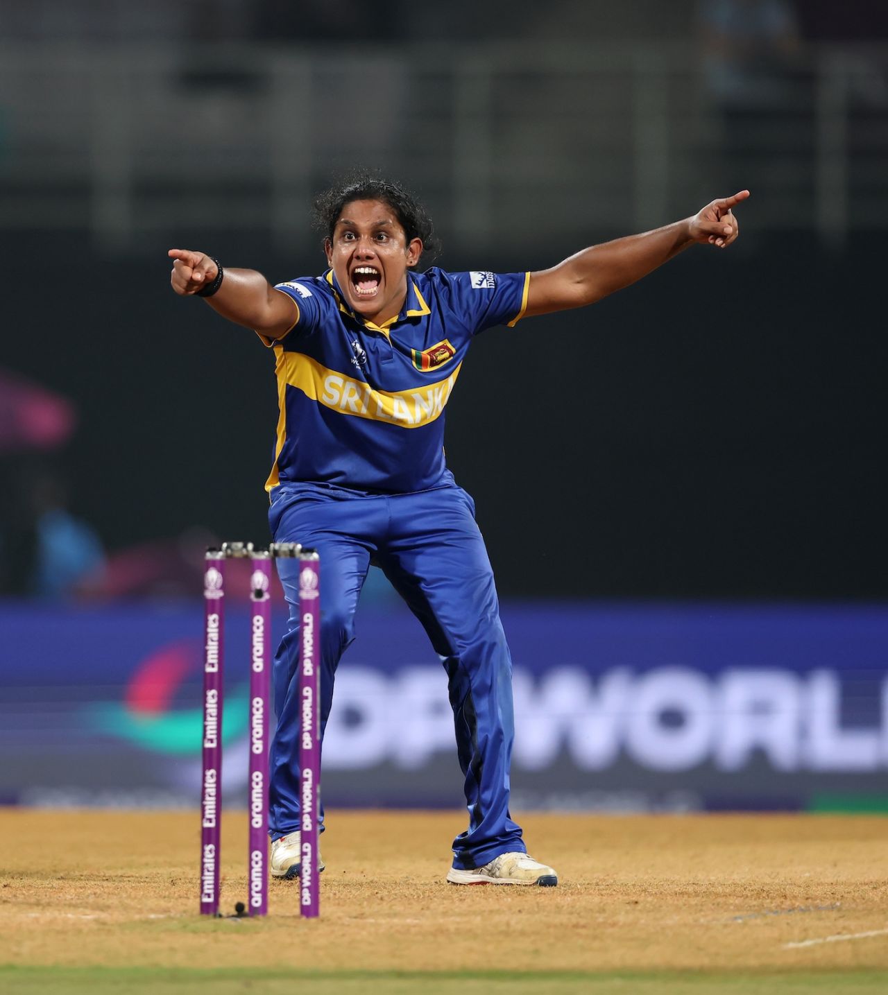Chamari Athapaththu appeals - successfully, as it turned out - against Rabeya Khan, Bangladesh vs Sri Lanka, Women's ODI World Cup, Navi Mumbai, October 20, 2025
