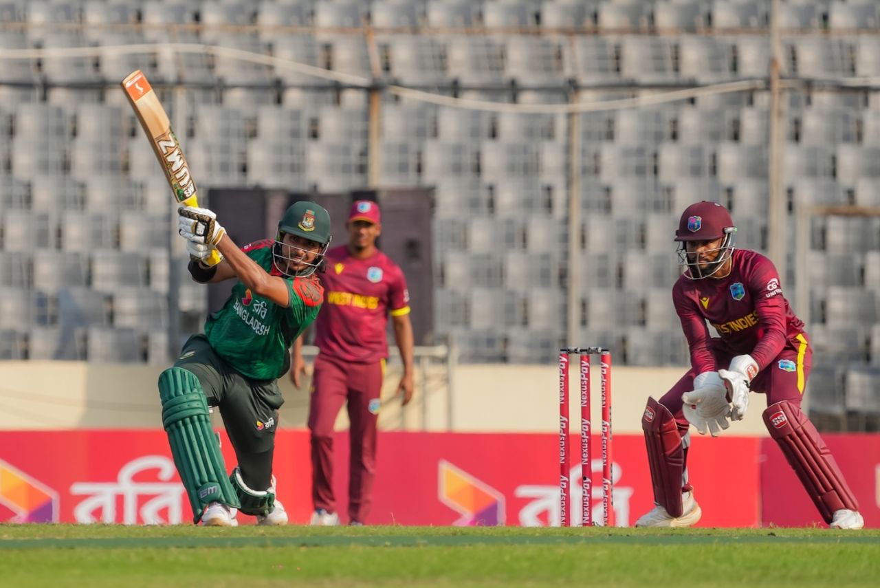 Soumya Sarkar was the best of the Bangladesh batters on show, Bangladesh vs West Indies, 2nd ODI, Dhaka, October 21, 2025
