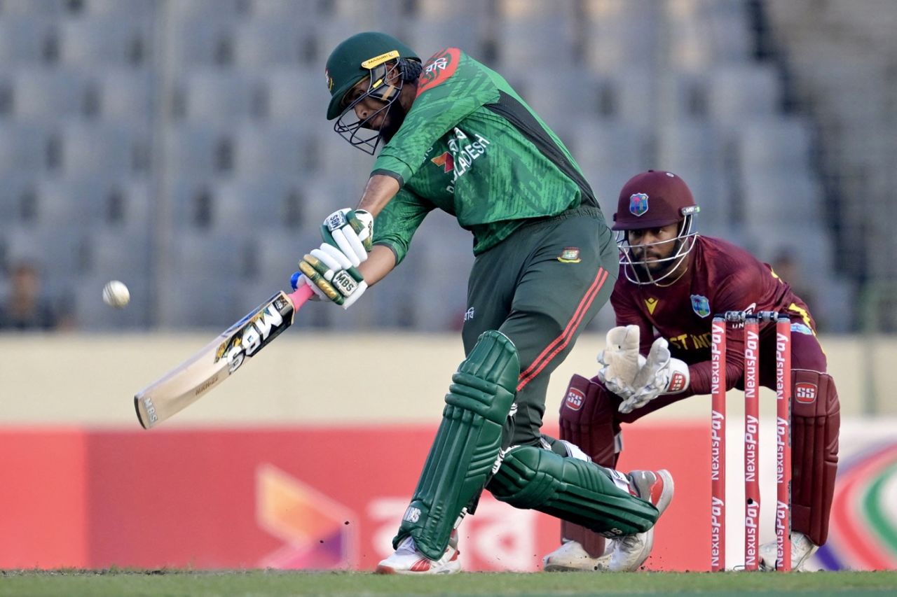 Rishad Hossain came good with the bat again, Bangladesh vs West Indies, 2nd ODI, Mirpur, October 21, 2025