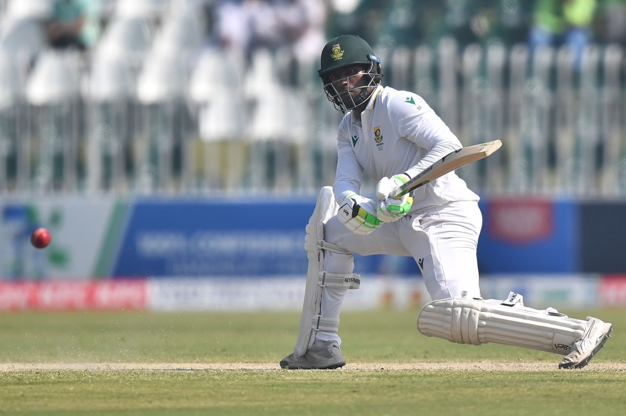 The reverse sweep was a regular feature of Senuran Muthusamy's second Test fifty, Pakistan vs South Africa, 2nd Test, Rawalpindi, 3rd day, October 22, 2025