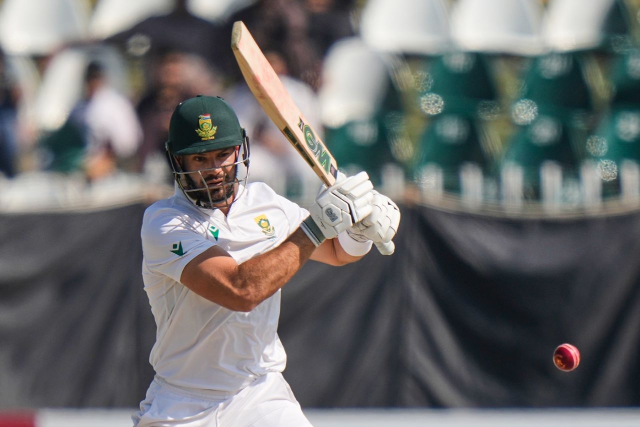 Aiden Markram drives on the off side, Pakistan vs South Africa, 2nd Test, Rawalpindi, 4th day, October 23, 2025
