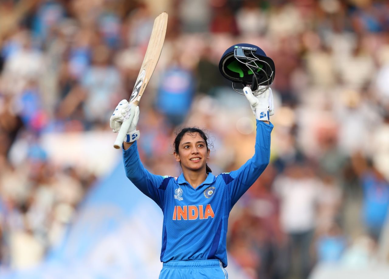 Smriti Mandhana scored her 14th ODI hundred, India vs New Zealand, Women's ODI World Cup, Navi Mumbai, October 23, 2025