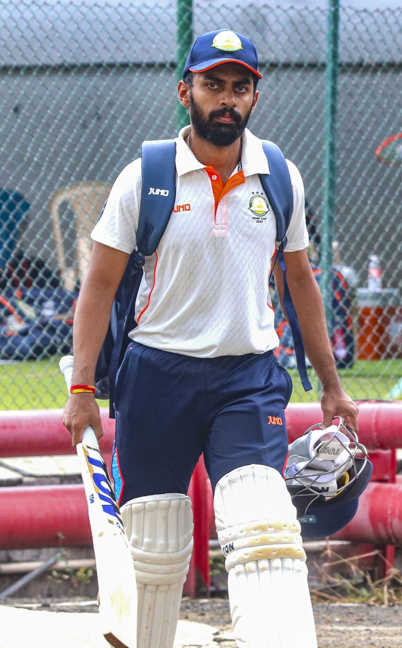 Atharva Taide arrives for training, Nagpur, October 24, 2025
