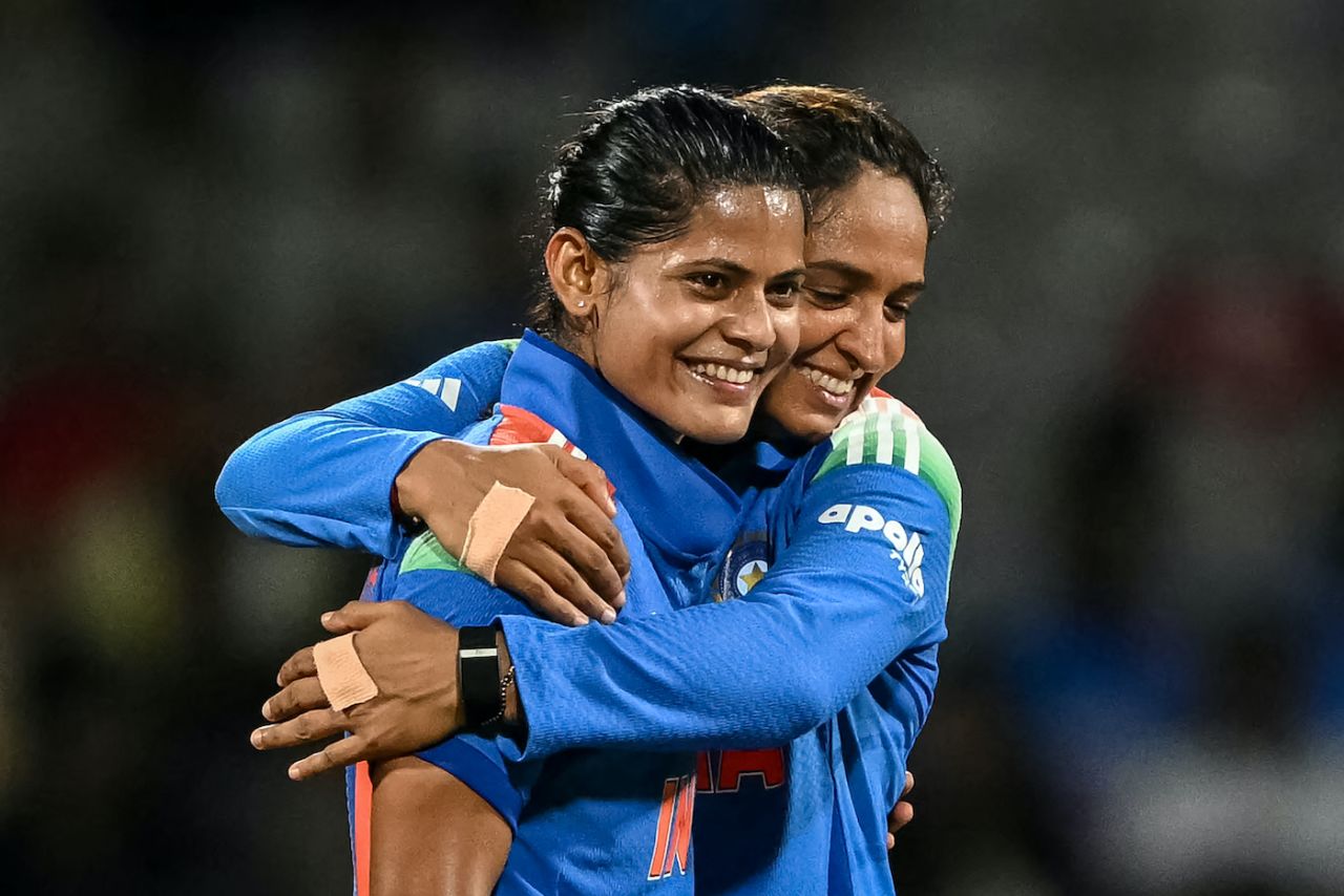 Harmanpreet Kaur is delighted by fan favourite, and captain favourite, Radha Yadav, India vs Bangladesh, Women's World Cup 2025, Navi Mumbai, October 26, 2025