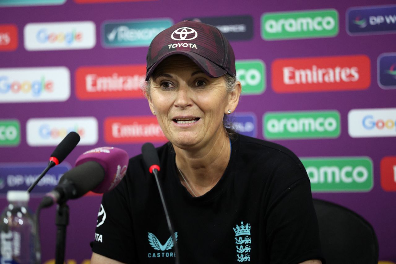 Charlotte Edwards speaks to the media after England's semi-final exit, England vs South Africa, Women's World Cup semi-final, Guwahati, October 29, 2025