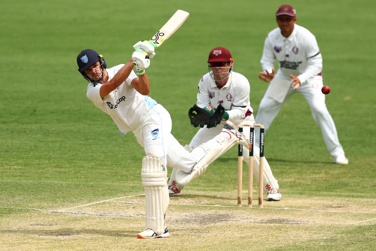 Sam Konstas whips through the on side, Queensland vs New South Wales, Sheffield Shield, Gabba, October 31, 2025