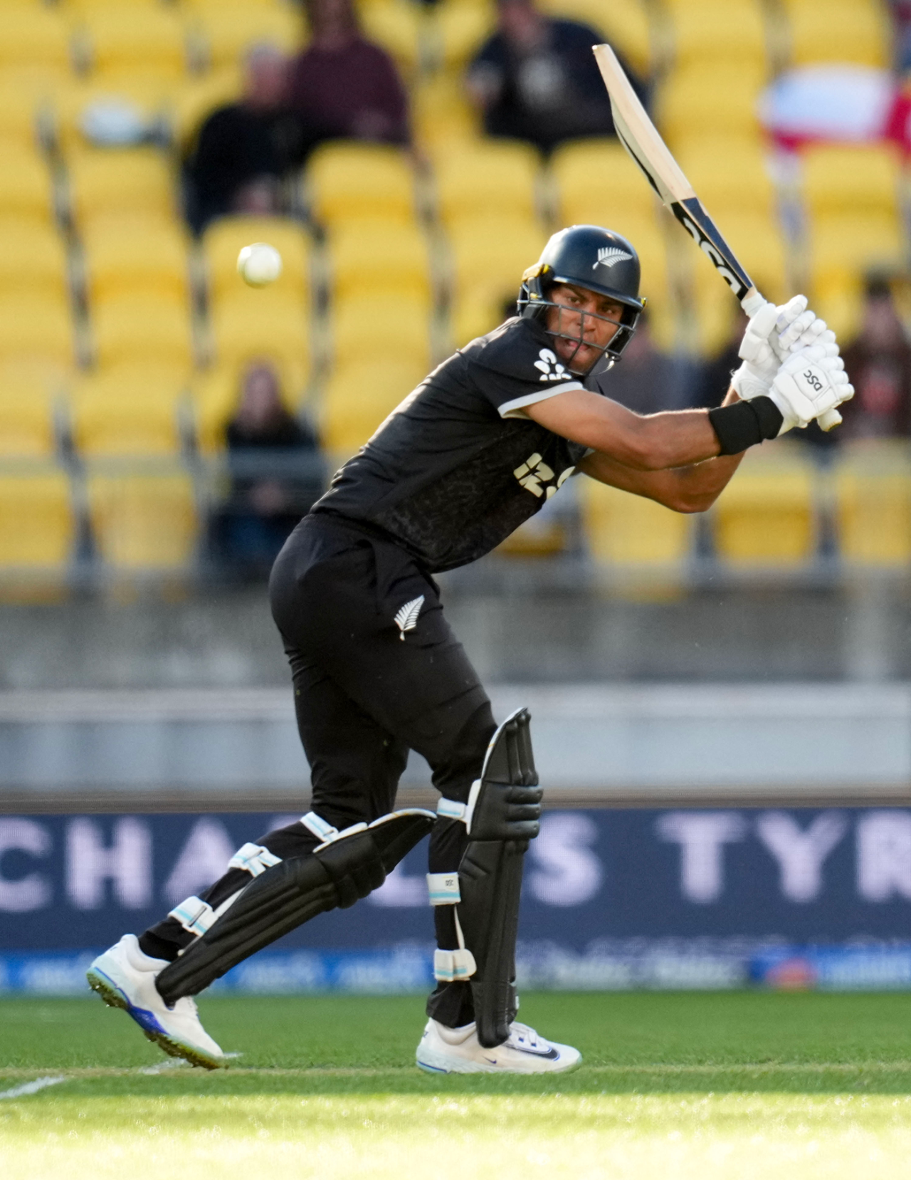 Rachin Ravindra flicks through the leg side, New Zealand vs England, 3rd ODI, Wellington, November 1, 2025