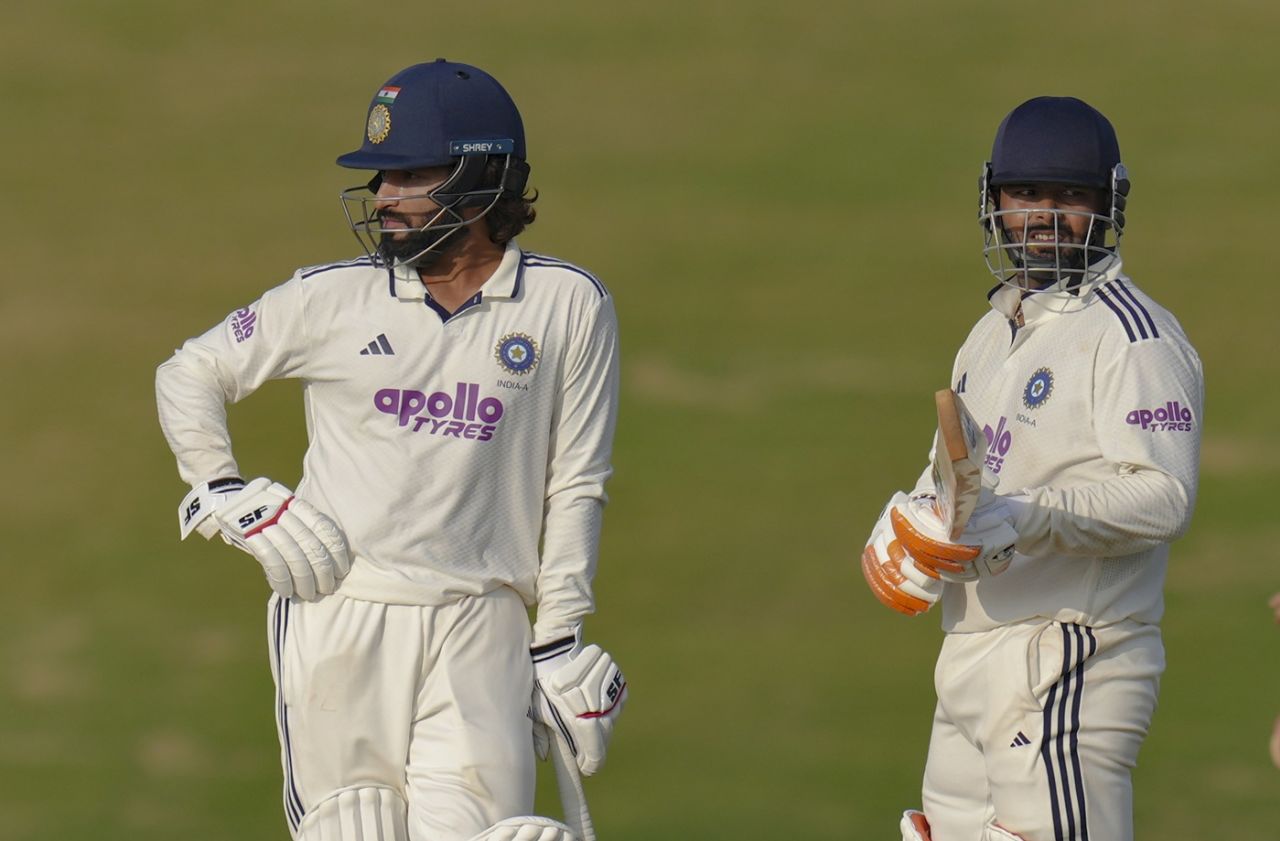 Rishabh Pant and Rajat Patidar added 87 runs for the fourth wicket, India A vs South Africa A, 2nd unofficial Test, 3rd day, Bengaluru, November 1, 2025