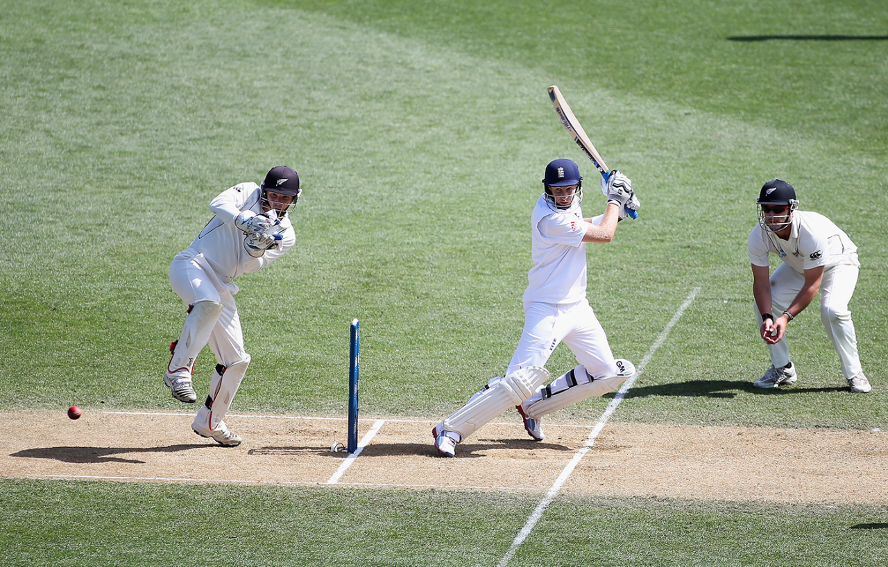 Joe Root plays behind square, New Zealand v England, 3rd Test, Auckland, 3rd day, March 24, 2013
