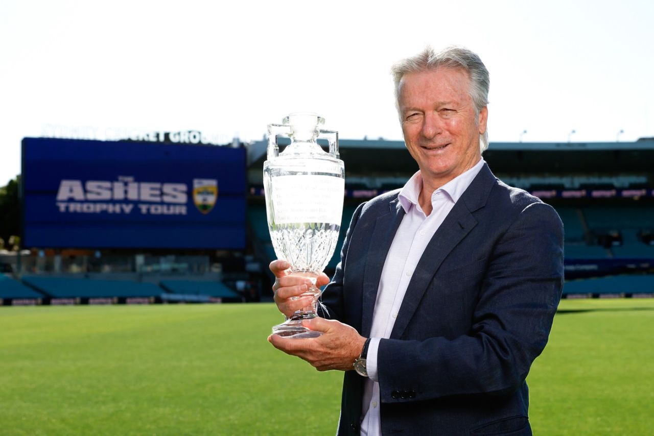 Steve Waugh with the crystal Ashes trophy, Sydney, November 05, 2025