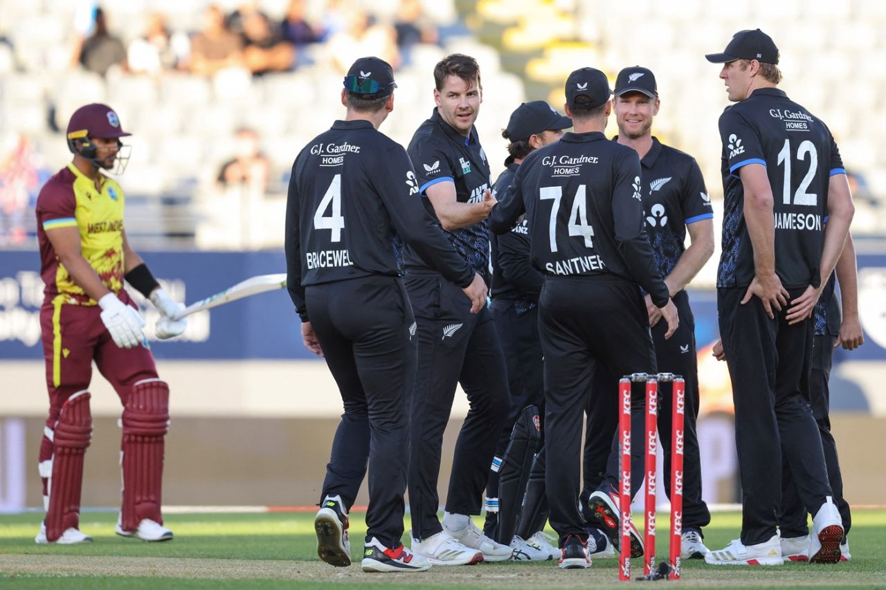 Jacob Duffy struck in the first over, New Zealand vs West Indies, 1st T20I, Auckland, November 5, 2025