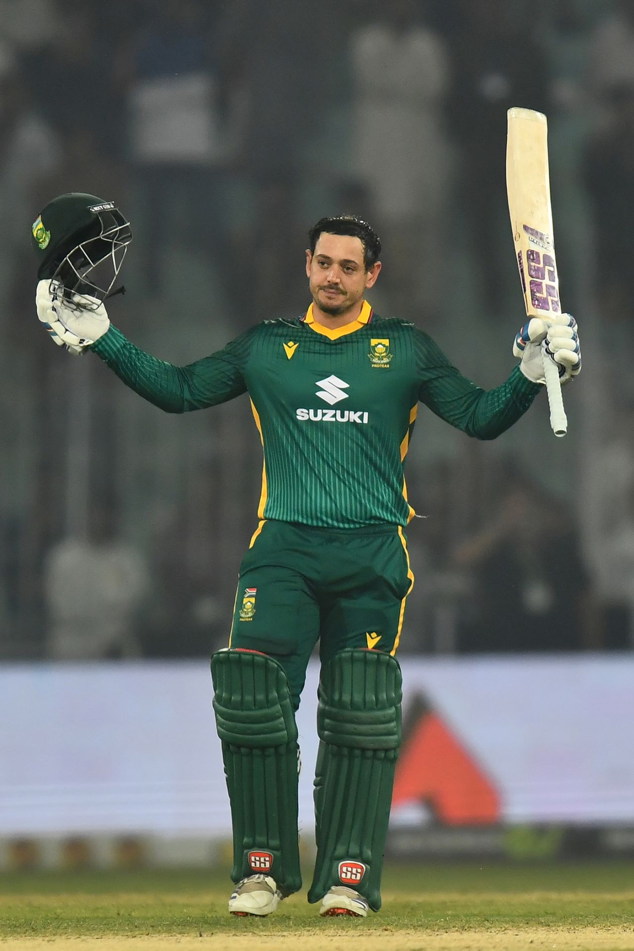 Quinton de Kock celebrates his century as he breezed through the chase, Pakistan vs South Africa, 2nd ODI, Rawalpindi, November 6, 2025