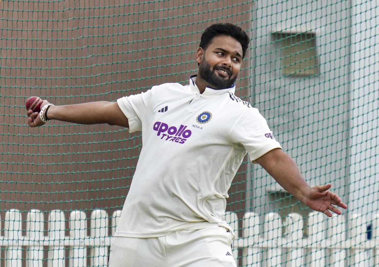 Rishabh Pant bowls during tea break, India A vs South Africa A, 2nd unofficial Test, 1st day, CoE 1, November 6, 2025