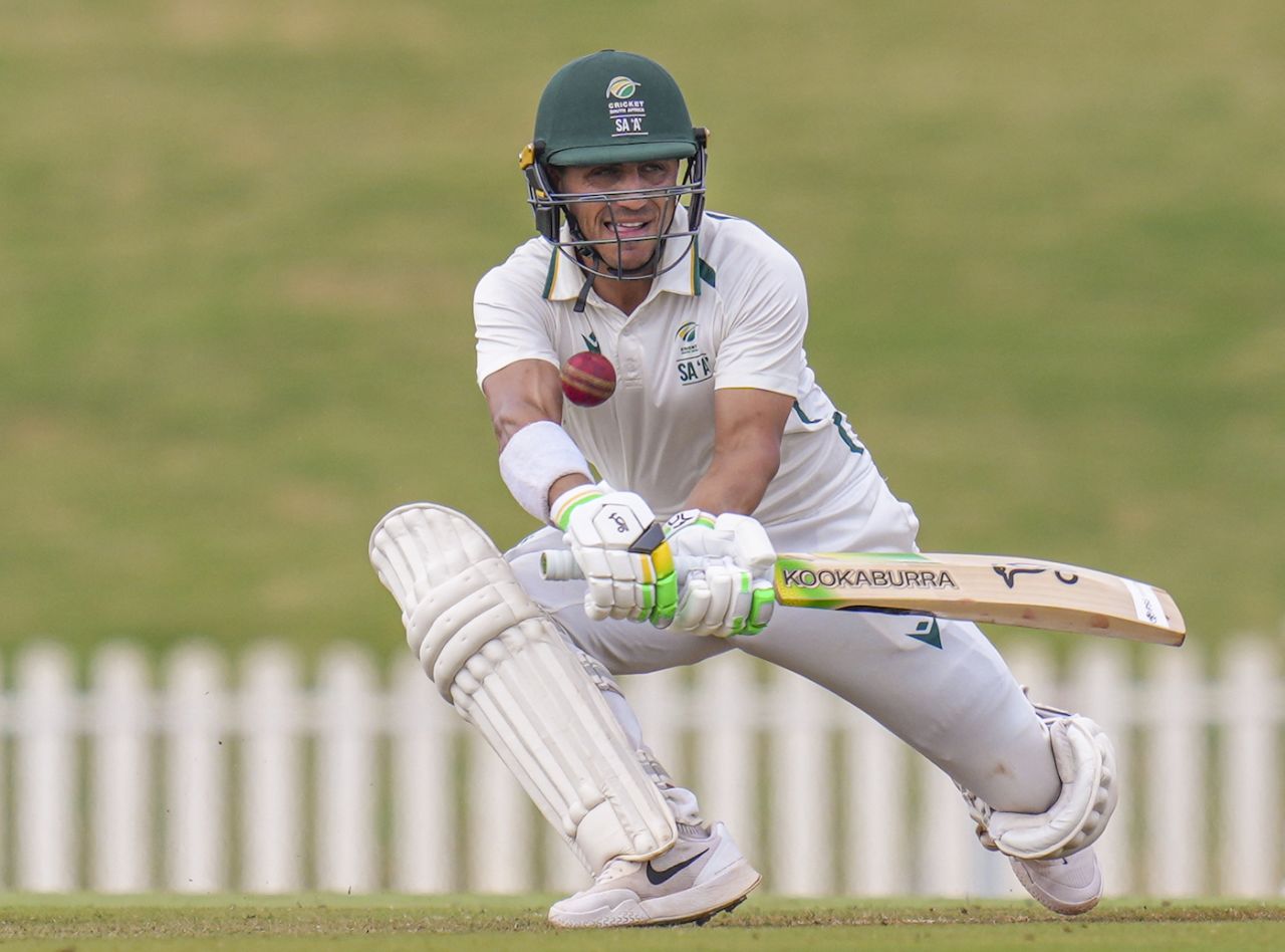 Marques Ackerman carried the second-half of South Africa's first innings on his shoulders, India A vs South Africa A, 2nd unofficial Test, 2nd day, Bengaluru, November 7, 2025