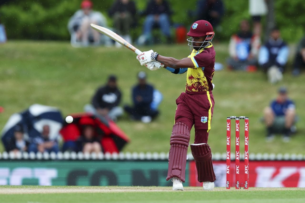 Alick Athanaze got going in the powerplay, New Zealand vs West Indies, 4th T20I, Nelson, November 10, 2025