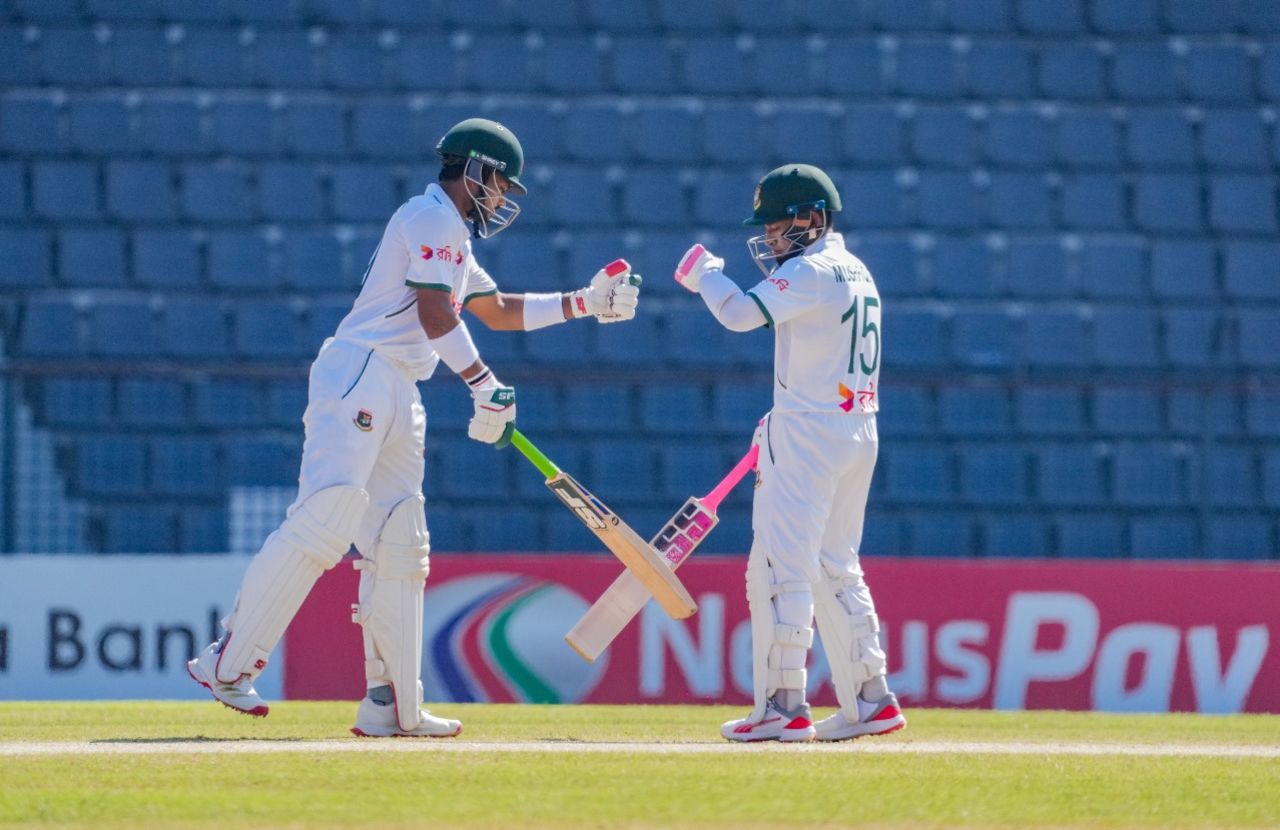Najmul Hossain Shanto and Mushfiqur Rahim added 79 together, Bangladesh vs Ireland, 1st Test, Sylhet, day 3, November 11, 2025 