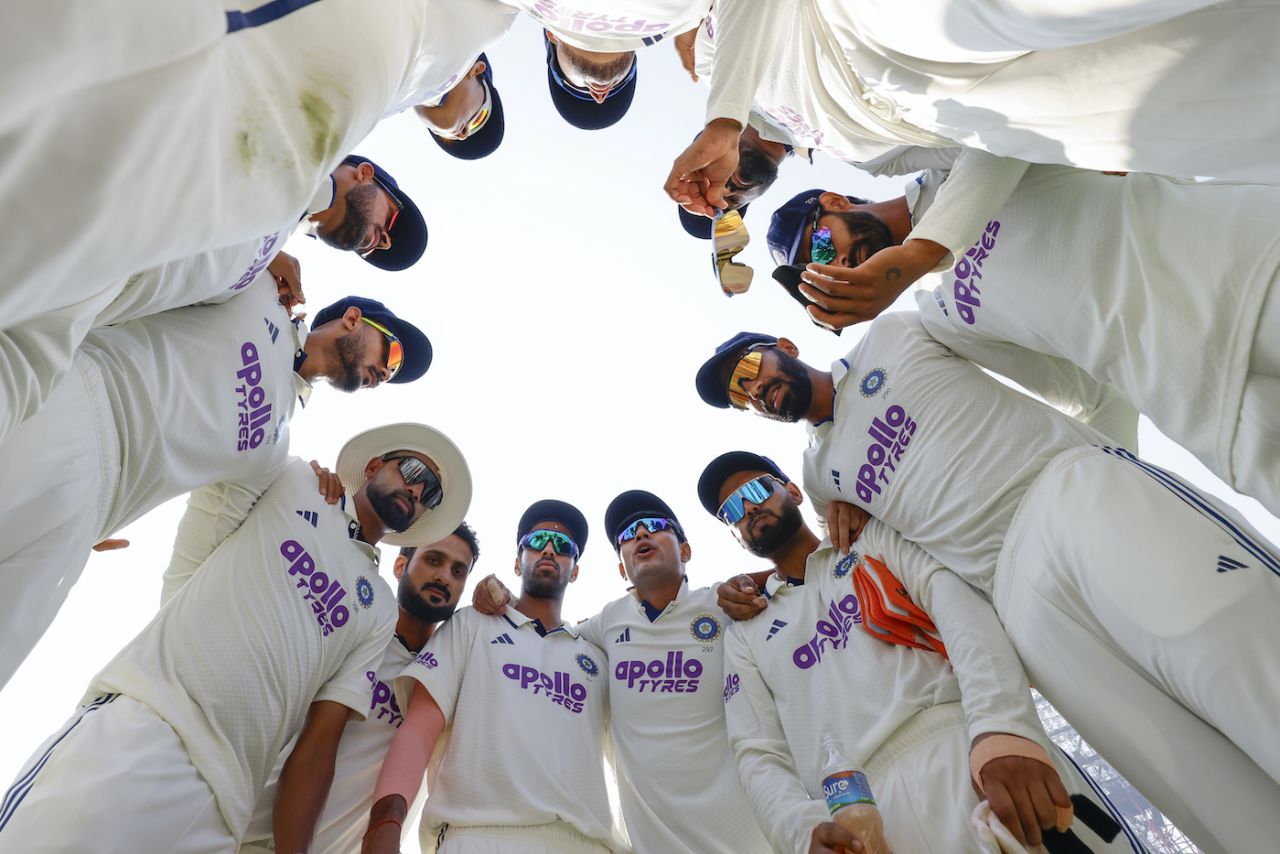 Shubman Gill addresses his mostly young huddle, India vs South Africa, 1st Test, Kolkata, 1st day, November 14, 2025