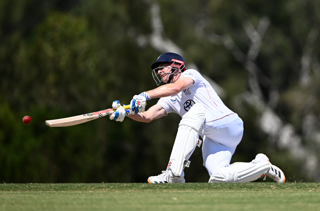 Harry Brook shapes to scoop, England vs England Lions, Tour match, Lilac Hill, November 14, 2025