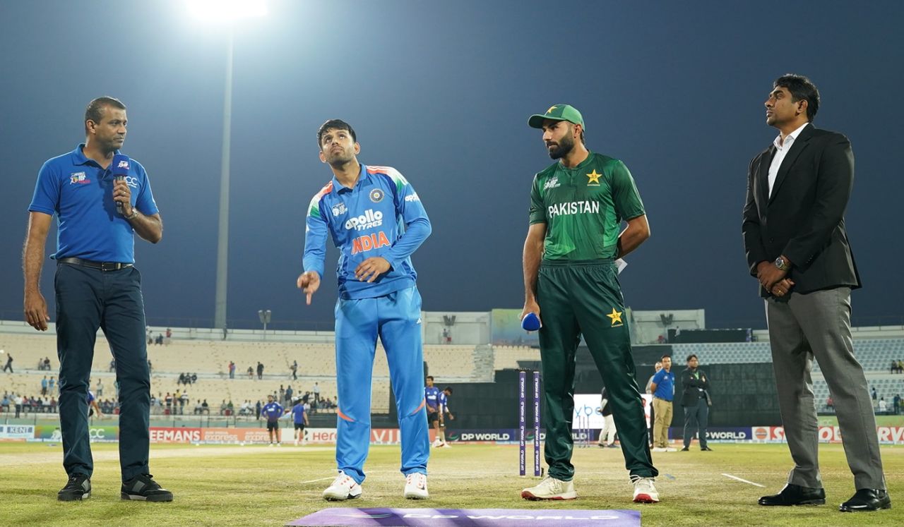 Captains Jitesh Sharma and Irfan Khan at the toss, India A vs Pakistan A, Rising Stars T20 Asia Cup, Doha, November 16, 2025