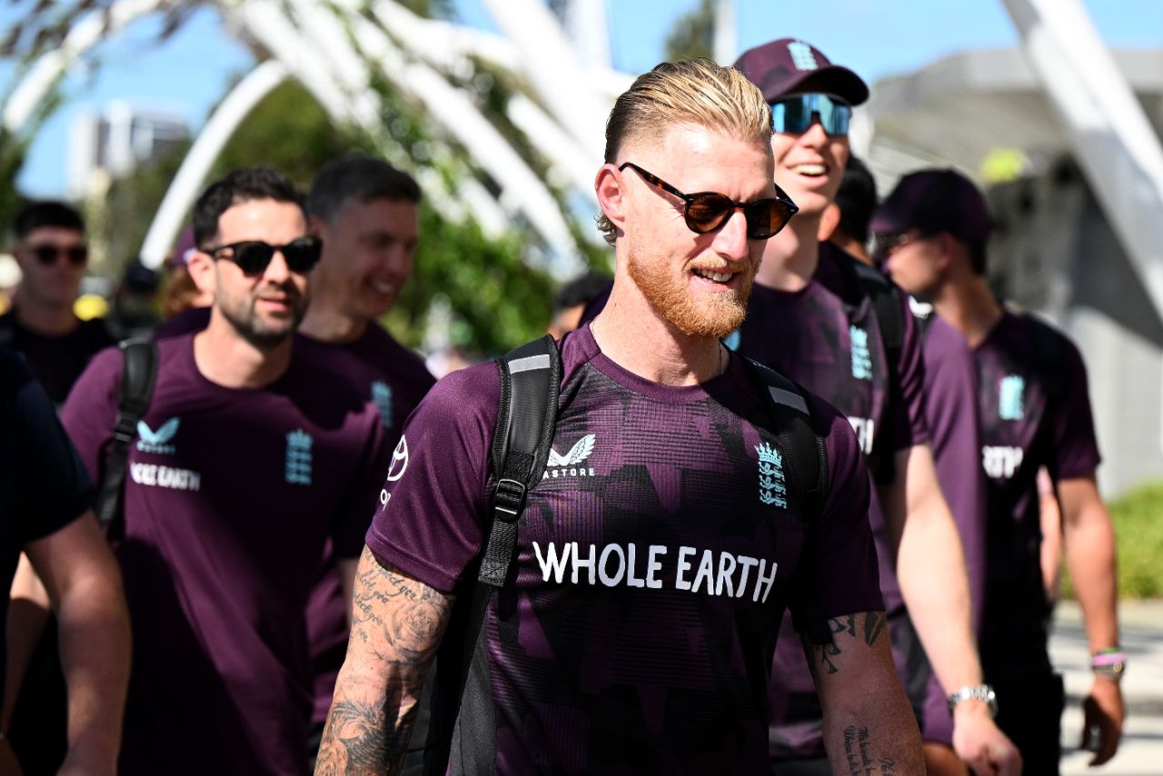 Ben Stokes leads his England team-mates into the Optus Stadium, Australia vs England, 1st Test, The Ashes, Perth Stadium, November 21, 2025