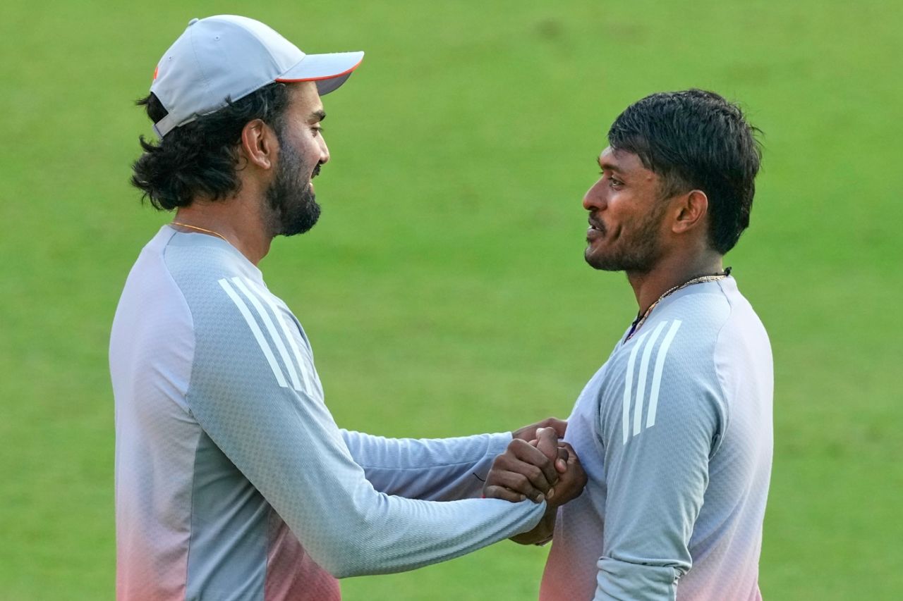 KL Rahul and B Sai Sudharsan share a lighter moment, Guwahati, November 20, 2025