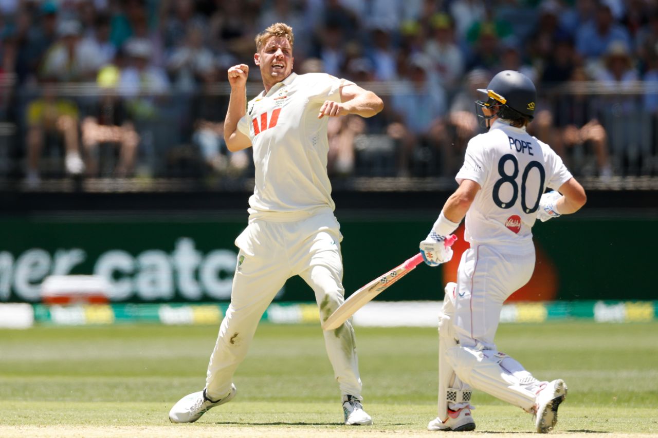 Ollie Pope fell for 46 in Cameron Green's first over, Australia vs England, 1st Test, The Ashes, Perth Stadium, November 21, 2025