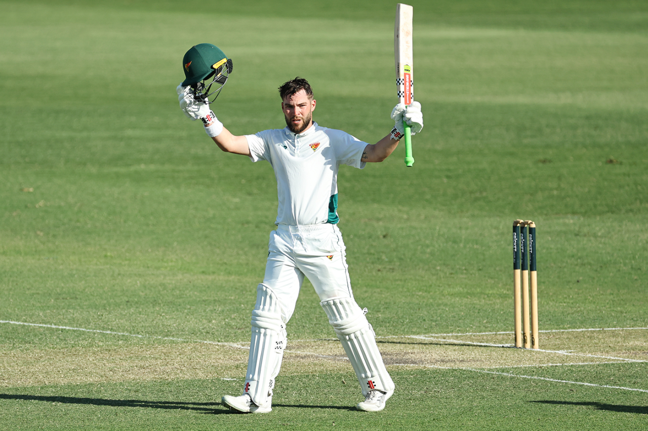 Caleb Jewell made his first century of the season, New South Wales vs Tasmania, Sheffield Shield, Cricket Central, November 23, 2025
