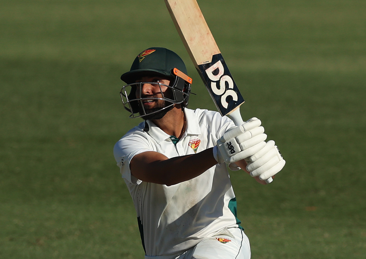 Nikhil Chaudhary made his maiden first-class century, New South Wales vs Tasmania, Sheffield Shield, Cricket Central, November 24, 2025