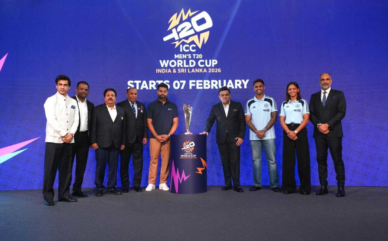 Rohit Sharma, Suryakumar Yadav and Harmanpreet Kaur at the dates announcement event, Mumbai, November 25, 2025