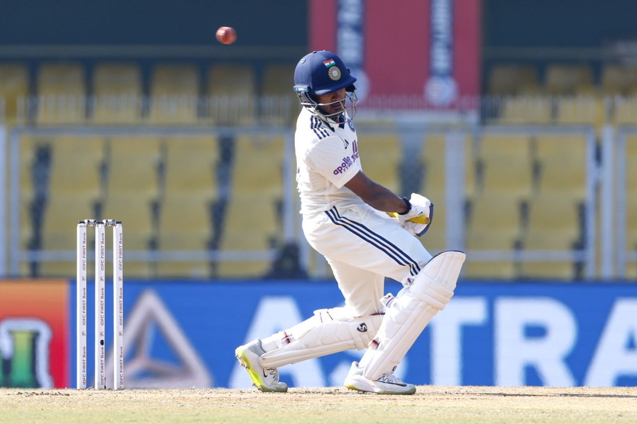 B Sai Sudharsan evades a bouncer, India vs South Africa, 2nd Test, Guwahati, 5th day, November 26, 2025