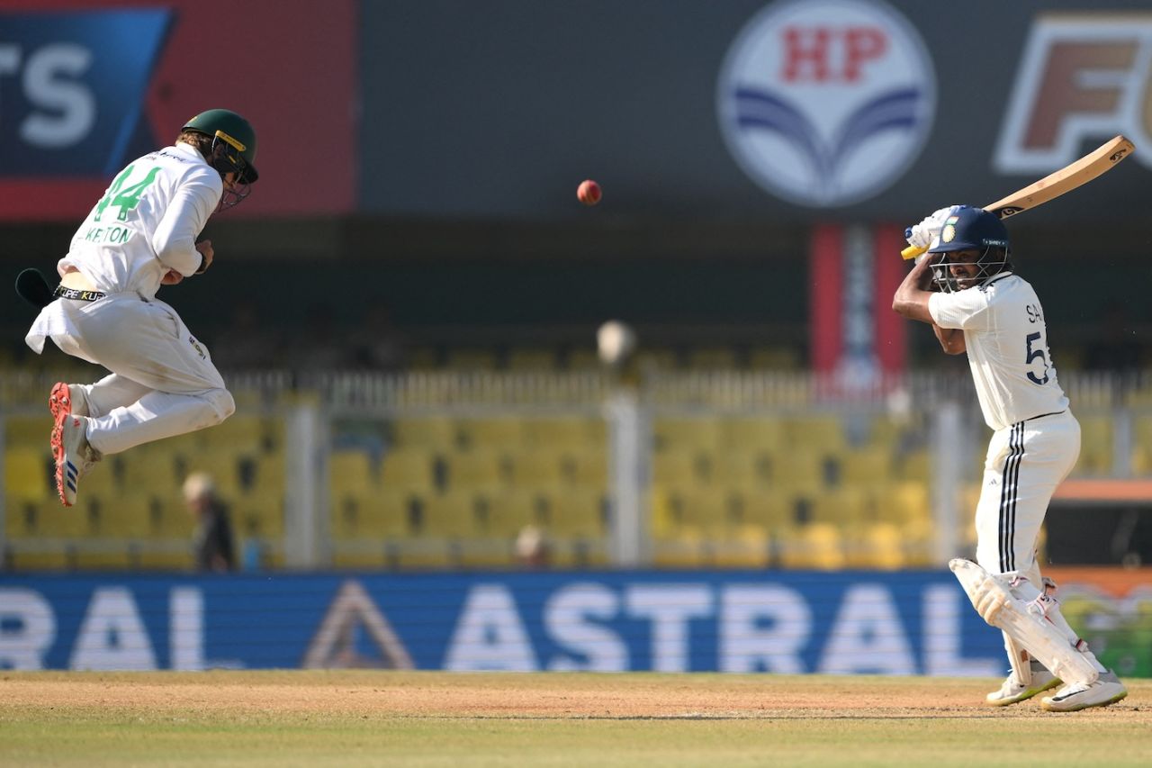 Ryan Rickelton takes evasive action as B Sai Sudharsan puts one away, India vs South Africa, 2nd Test, Guwahati, 5th day, November 26, 2025