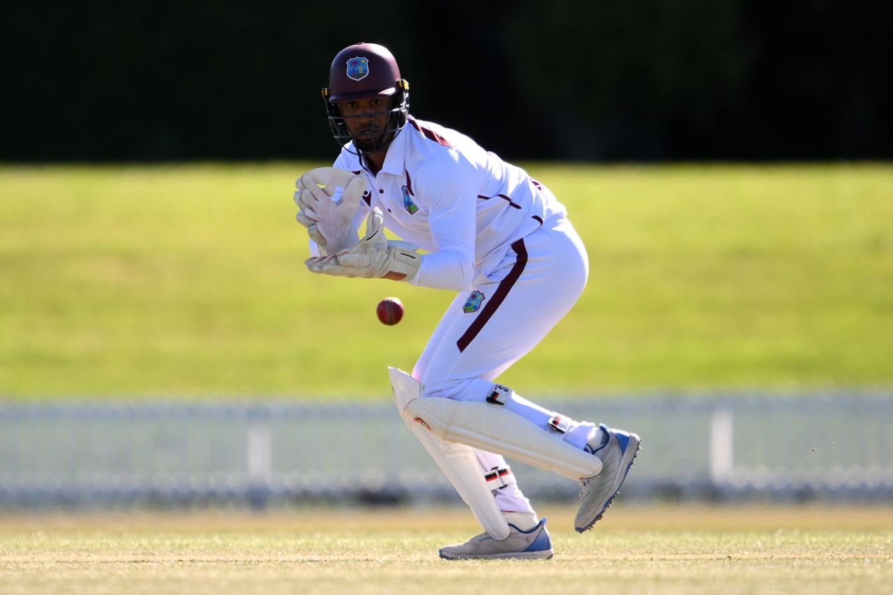 Tevin Imlach prepares to collect the ball, New Zealand XI vs West Indians, Tour Match, Lincoln, November 27, 2025