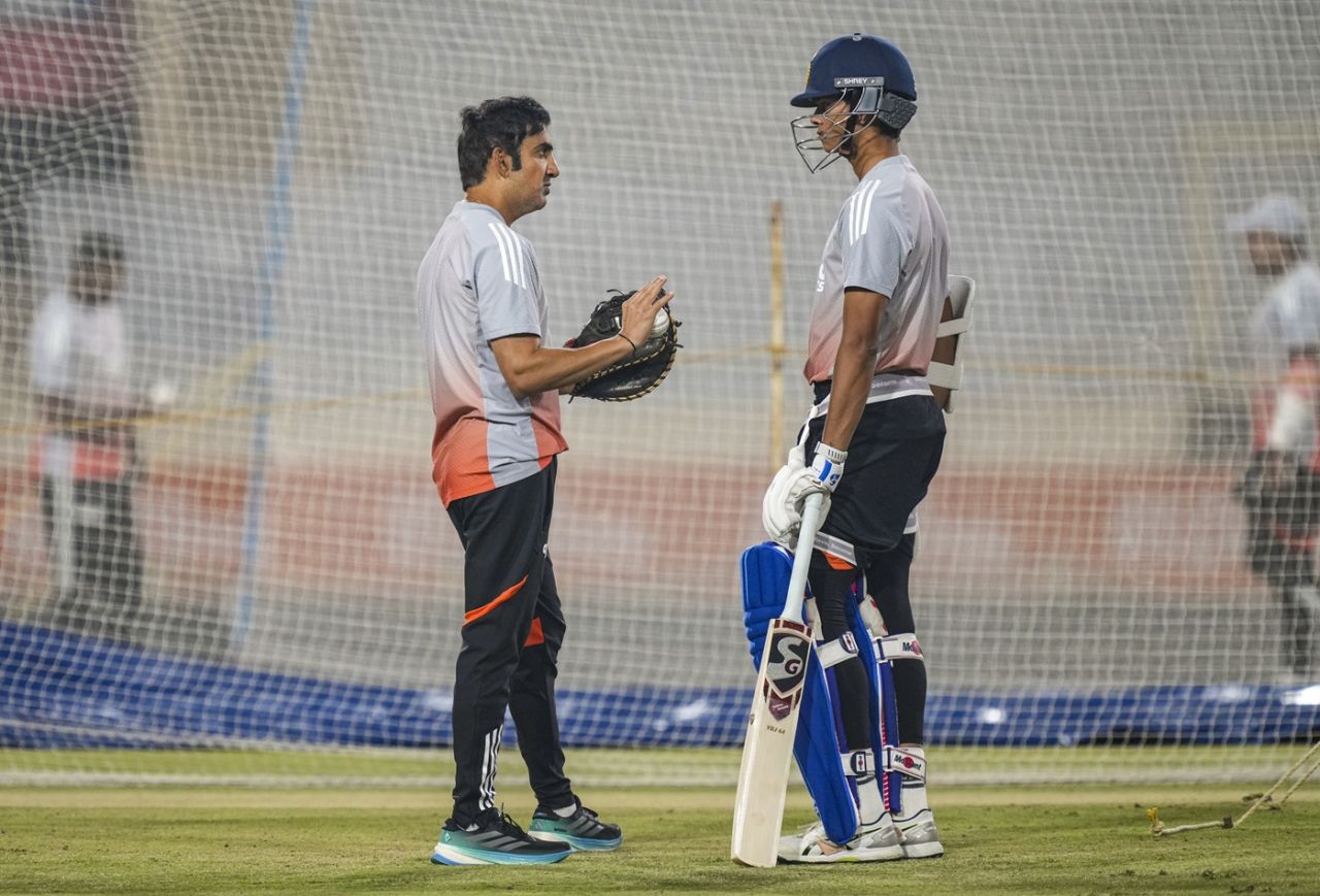 Gautam Gambhir has a word with Yashasvi Jaiswal at the nets, India vs South Africa, Ranchi, November 28, 2025