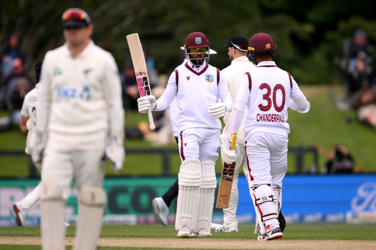Shai Hope celebrates his fifty, New Zealand vs West Indies, 1st Test, Day 2, Christchurch, December 3, 2025
