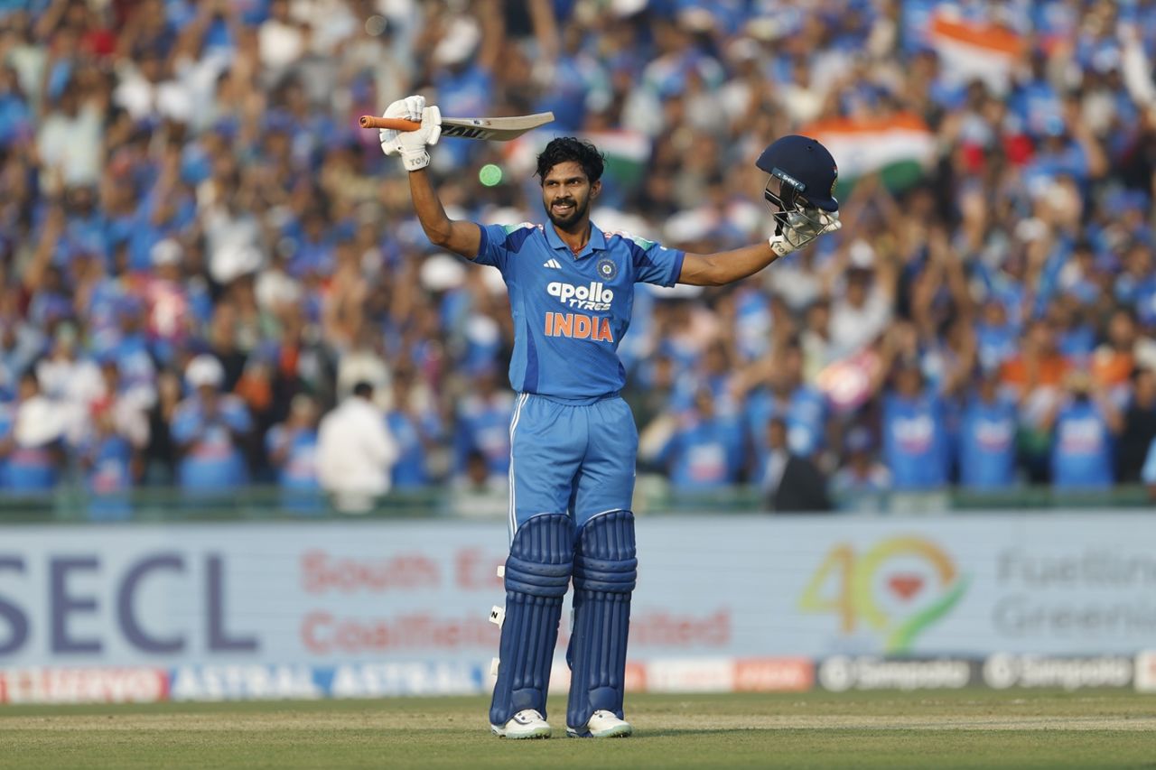 Ruturaj Gaikwad got to his maiden ODI hundred in 77 balls, India vs South Africa, 2nd ODI, Raipur, December 3, 2025