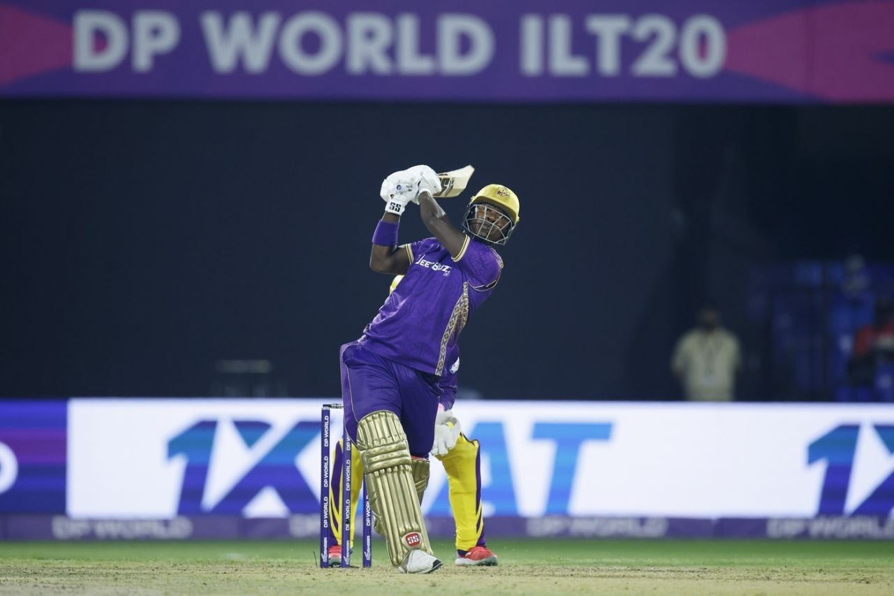 Sherfane Rutherford played a blistering knock, Abu Dhabi Knight Riders vs Sharjah Warriorz, ILT20 2025-26, Sharjah, December 3, 2025