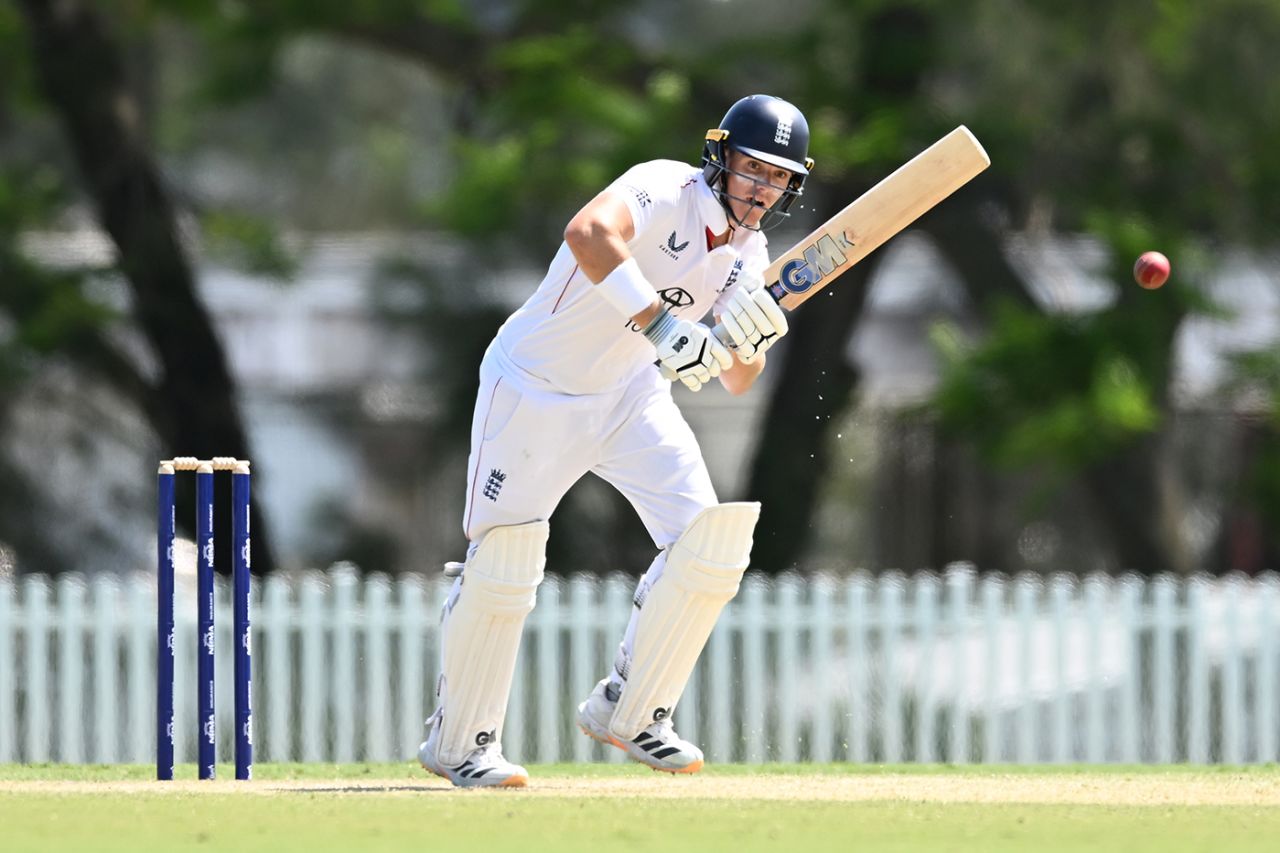 Jacob Bethell works into the leg side, Australia A vs England Lions, Allan Border Field, December 7, 2025