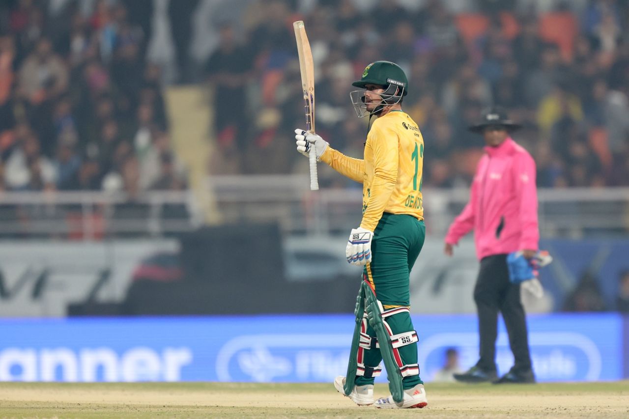 Quinton de Kock reached fifty off 26 balls, India vs South Africa, 2nd T20I, New Chandigarh, December 11, 2025