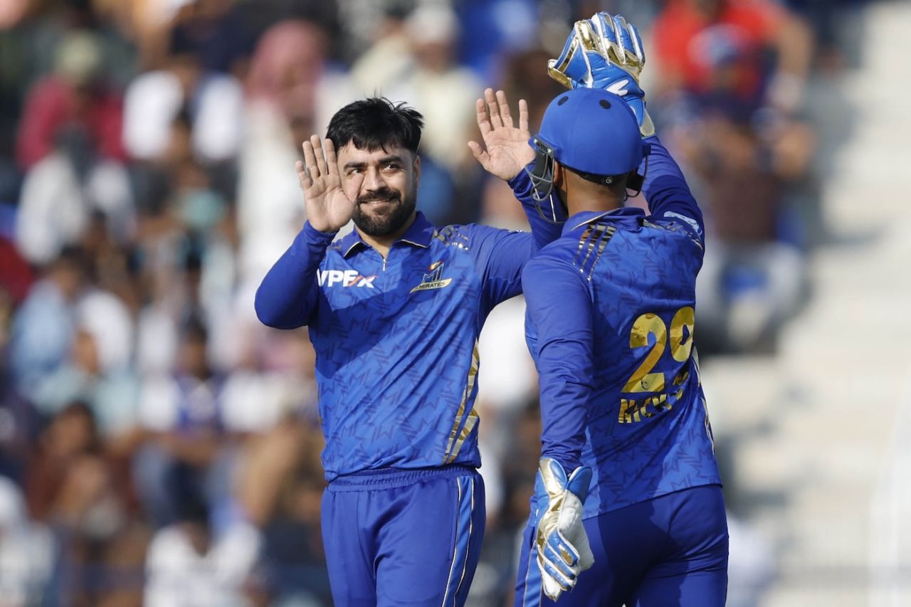 Rashid Khan was economical and dismissed Tom Kohler-Cadmore, Sharjah Warriorz vs MI Emirates, ILT20 2025-26, Abu Dhabi, December 14, 2025